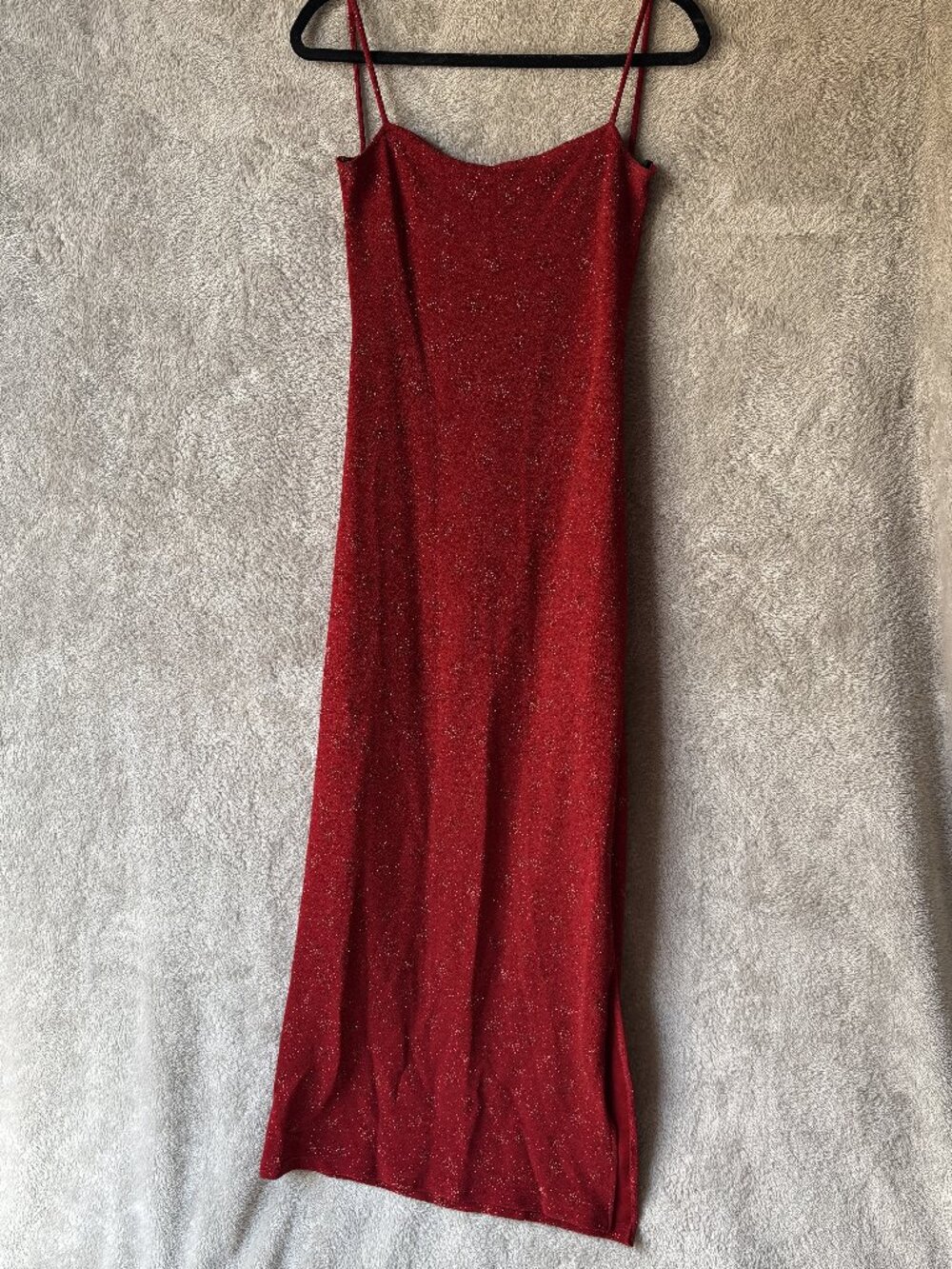 Vintage A Fortiori Red Glitter Maxi Dress Medium Y2K Open Back Halloween Formal